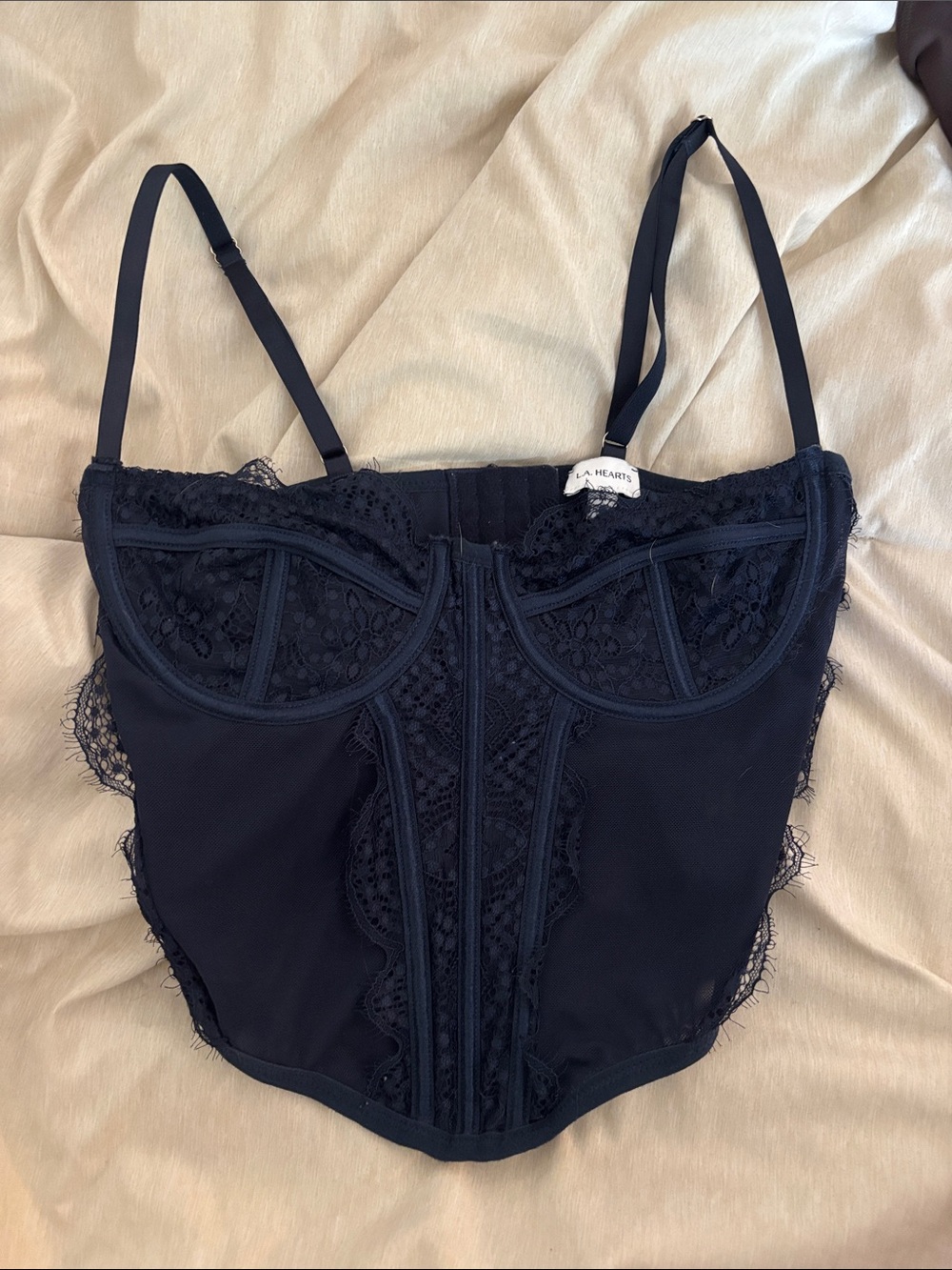 PacSun Navy Lace Underwire Corset Bodysuit